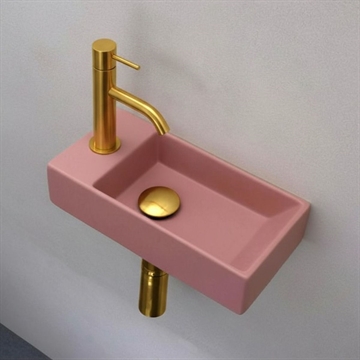 Rectangular V - Litet Rosa tvättställ för vägg eller bänkskiva